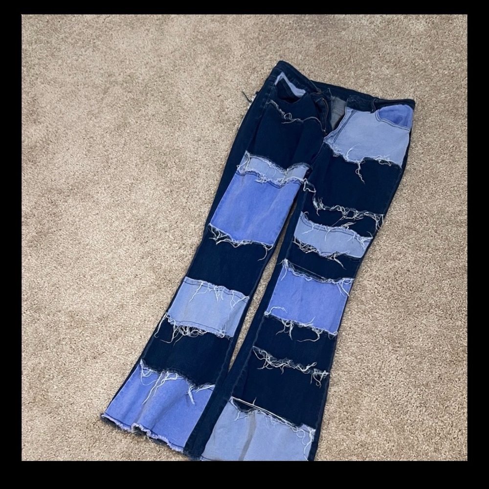Stylish Patchwork Flare Jeans